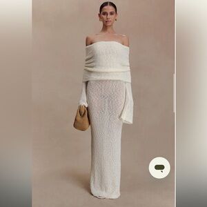 Meshki Marisol Off Shoulder Boucle Maxi Dress - Ivory